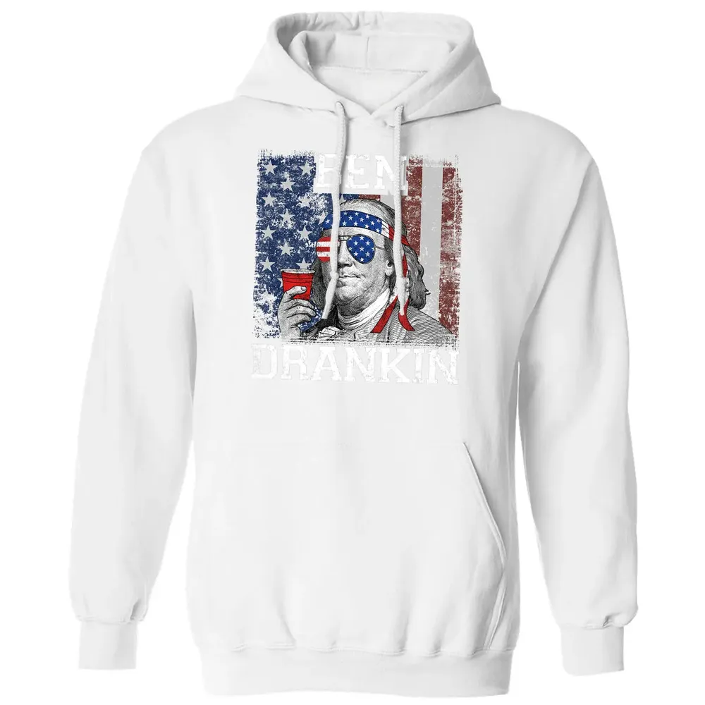 Ben Drankin Beer 4th of July Funny Patriotic USA Classic Unisex Hoodie - 11