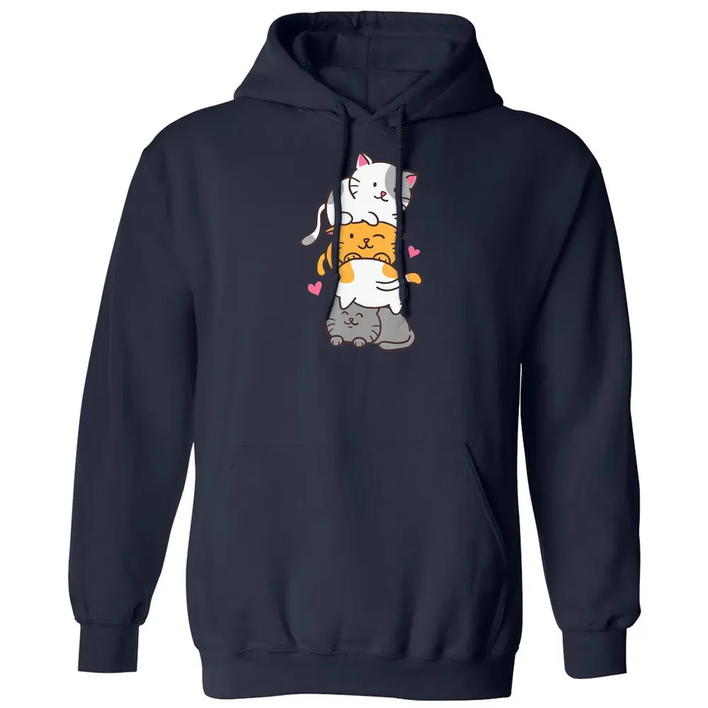 Cat Cats Meowtain Cute Kitty Pile Anime Kawaii Neko Gift Classic Unisex Hoodie - 2