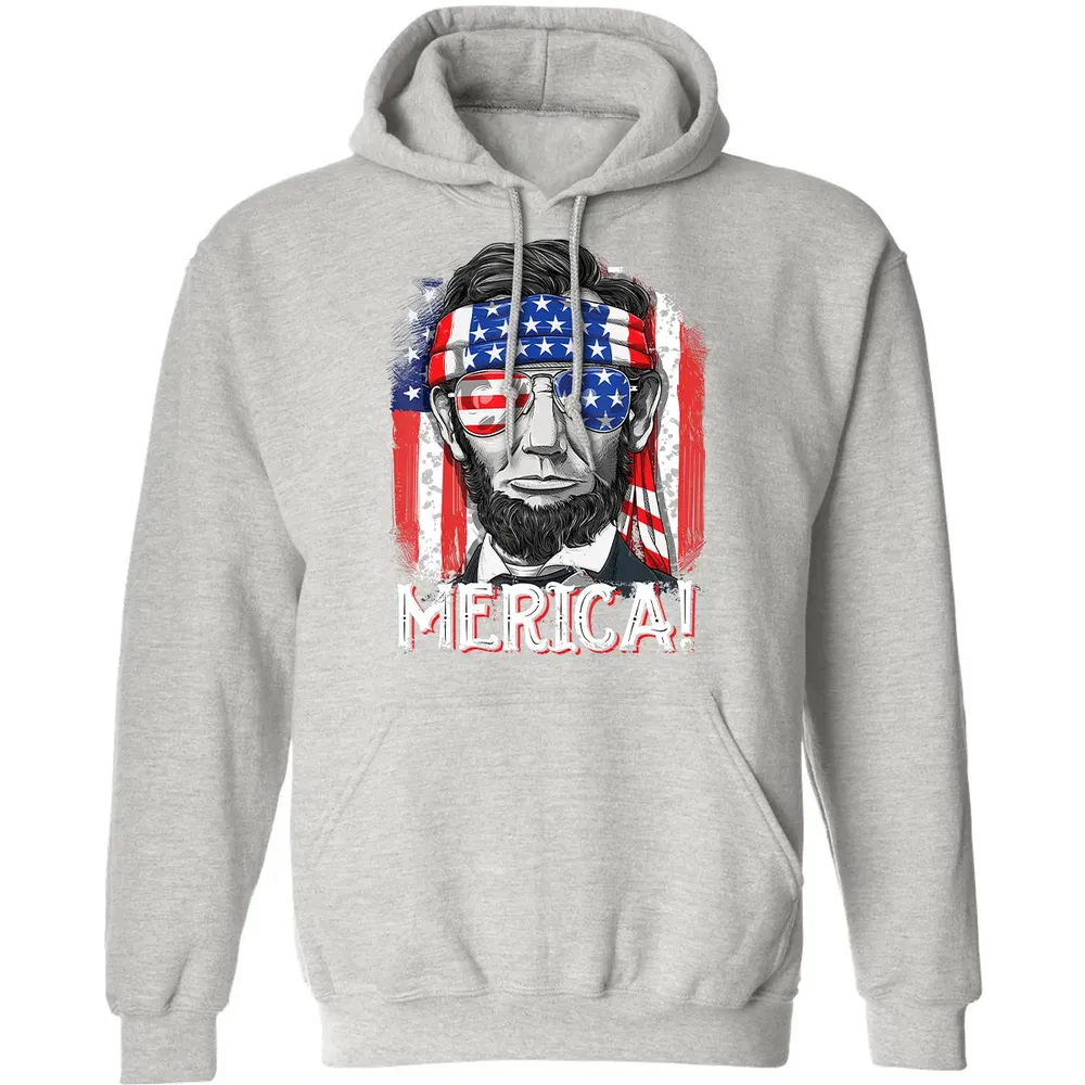 Lincoln 4th of July Boys Kids Men Merica American Flag Gifts Classic Unisex Hoodie - 8