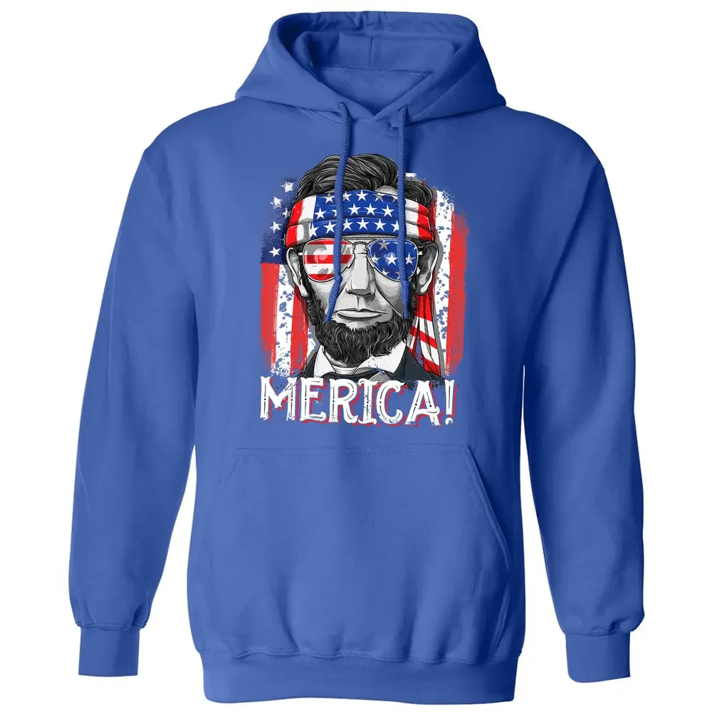 Lincoln 4th of July Boys Kids Men Merica American Flag Gifts Classic Unisex Hoodie - 9