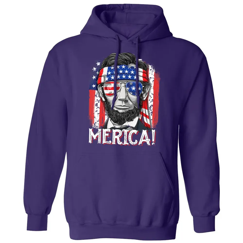 Lincoln 4th of July Boys Kids Men Merica American Flag Gifts Classic Unisex Hoodie - 6