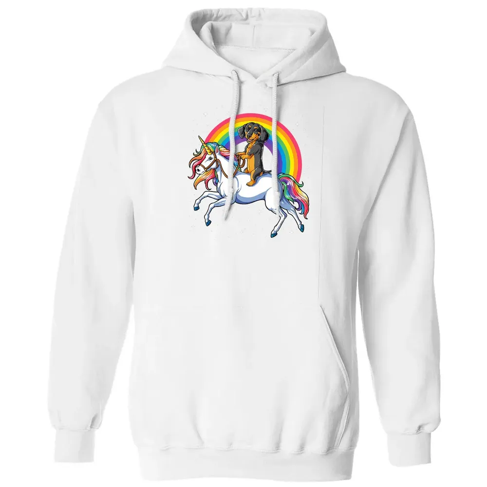 Dachshund Unicorn  Girls Space Galaxy Rainbow Dog Classic Unisex Hoodie - 11