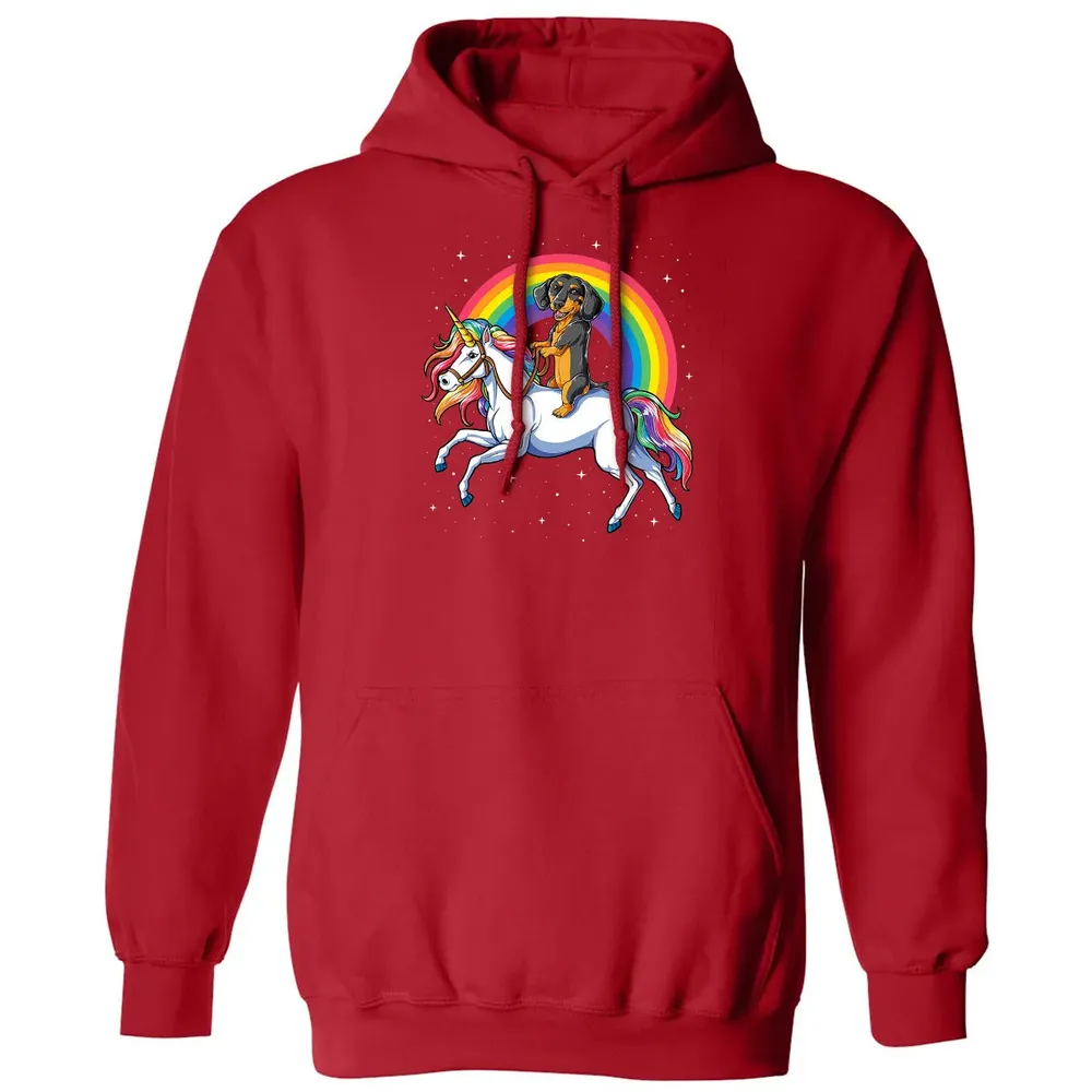 Dachshund Unicorn  Girls Space Galaxy Rainbow Dog Classic Unisex Hoodie - 5