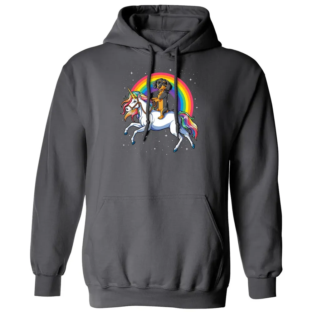 Dachshund Unicorn  Girls Space Galaxy Rainbow Dog Classic Unisex Hoodie - 7