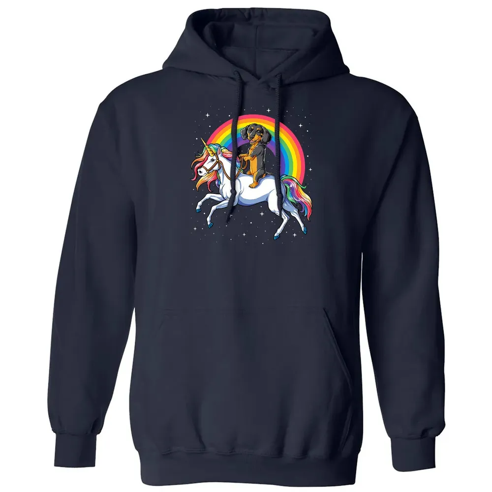 Dachshund Unicorn  Girls Space Galaxy Rainbow Dog Classic Unisex Hoodie - 2