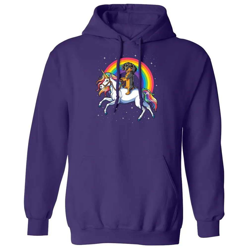Dachshund Unicorn  Girls Space Galaxy Rainbow Dog Classic Unisex Hoodie - 6