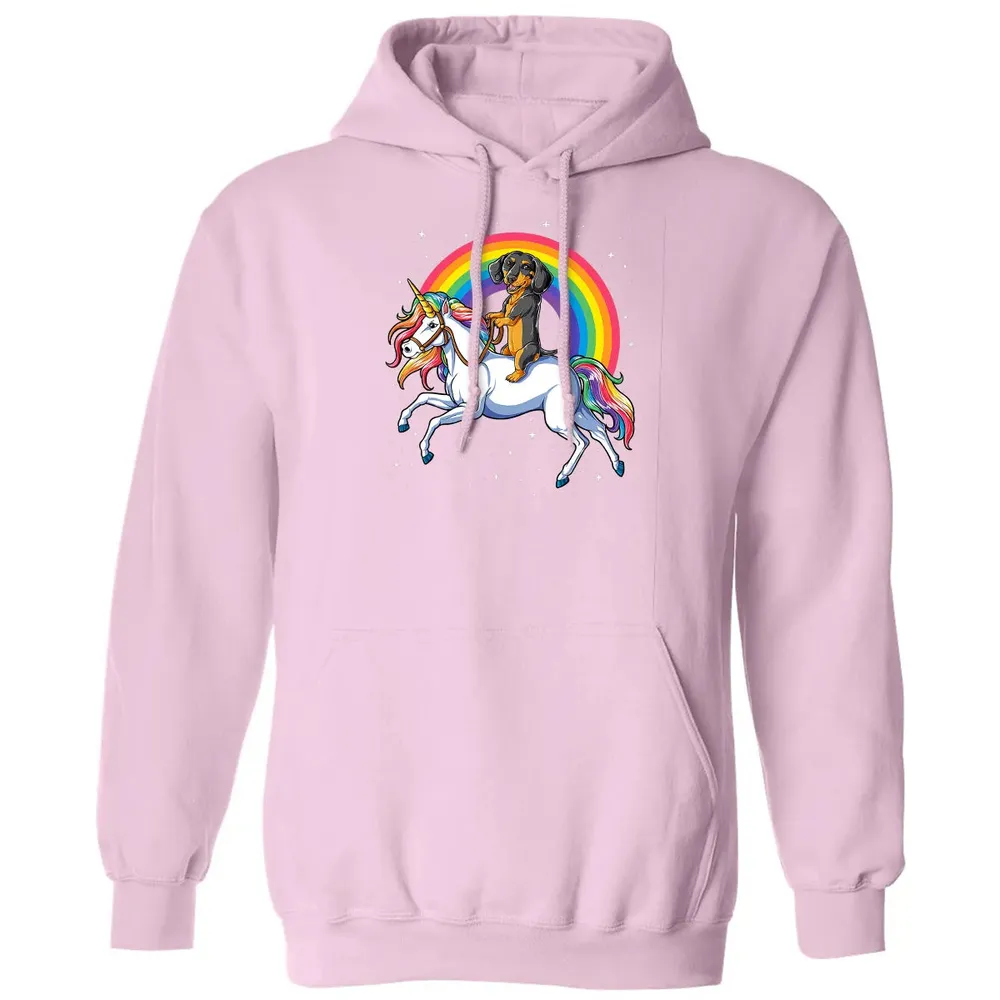 Dachshund Unicorn  Girls Space Galaxy Rainbow Dog Classic Unisex Hoodie - 3