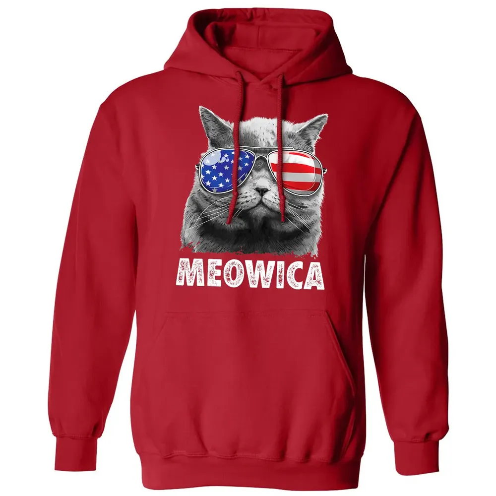 Cat 4th of July s Meowica Merica Men USA American Flag Classic Unisex Hoodie - 5