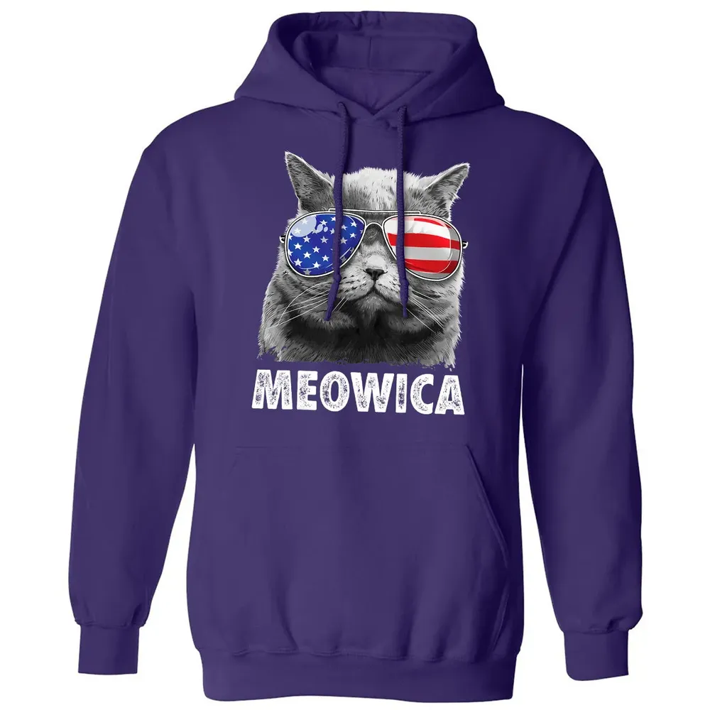 Cat 4th of July s Meowica Merica Men USA American Flag Classic Unisex Hoodie - 6
