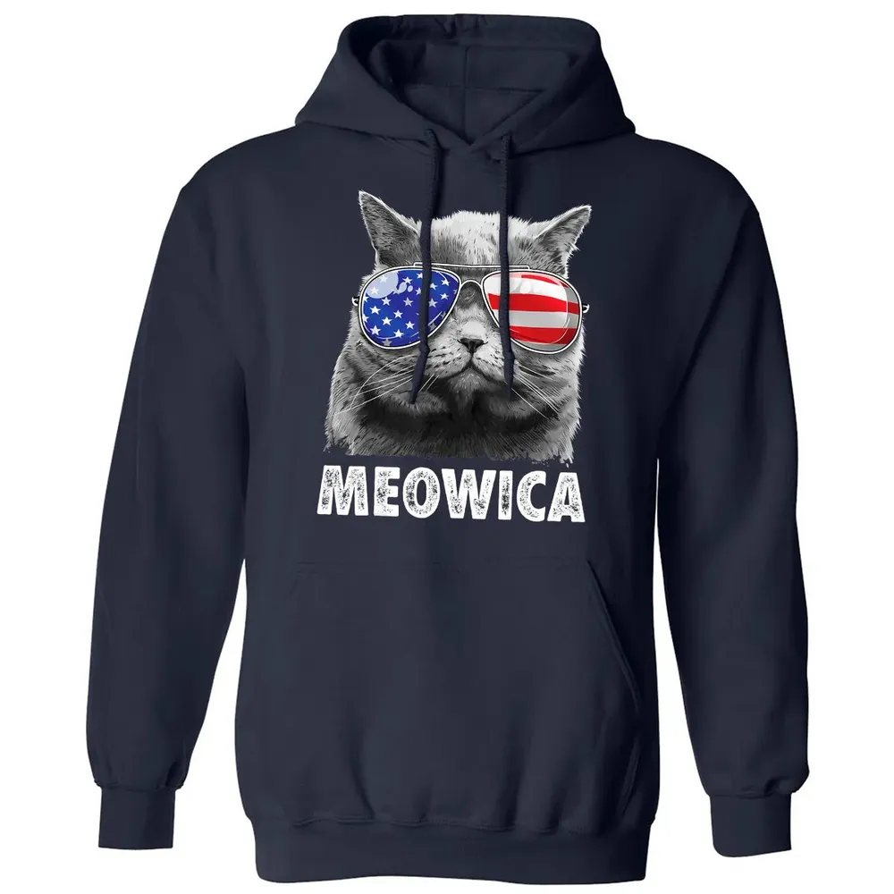 Cat 4th of July s Meowica Merica Men USA American Flag Classic Unisex Hoodie - 2