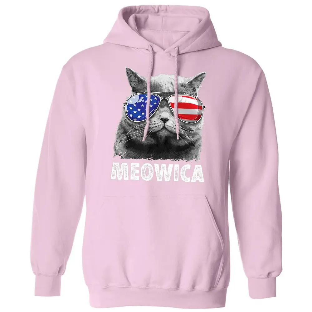 Cat 4th of July s Meowica Merica Men USA American Flag Classic Unisex Hoodie - 3
