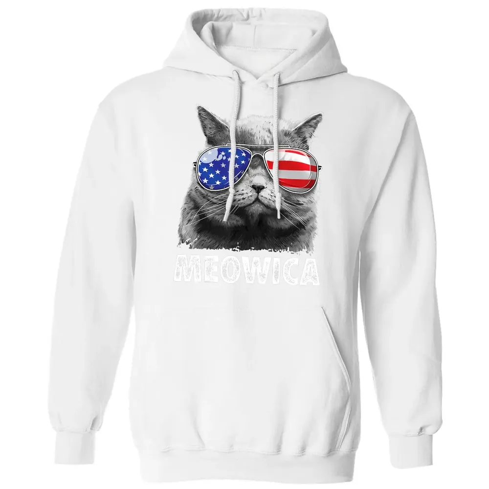 Cat 4th of July s Meowica Merica Men USA American Flag Classic Unisex Hoodie - 11