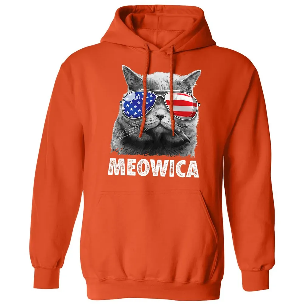 Cat 4th of July s Meowica Merica Men USA American Flag Classic Unisex Hoodie - 10