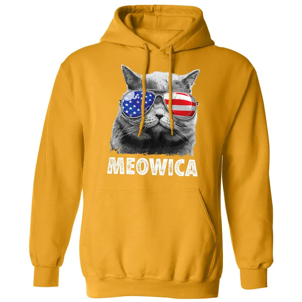 Cat 4th of July s Meowica Merica Men USA American Flag Classic Unisex Hoodie - 12