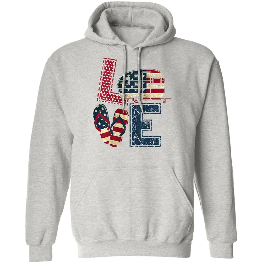 Womens Love Camping And Flip Flops 4th Of July Camper Women Classic Unisex Hoodie - 8