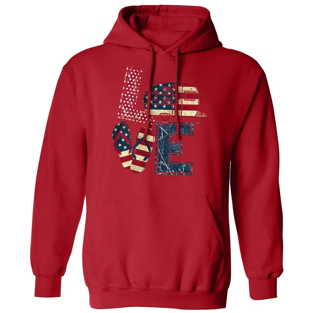 Womens Love Camping And Flip Flops 4th Of July Camper Women Classic Unisex Hoodie - 5