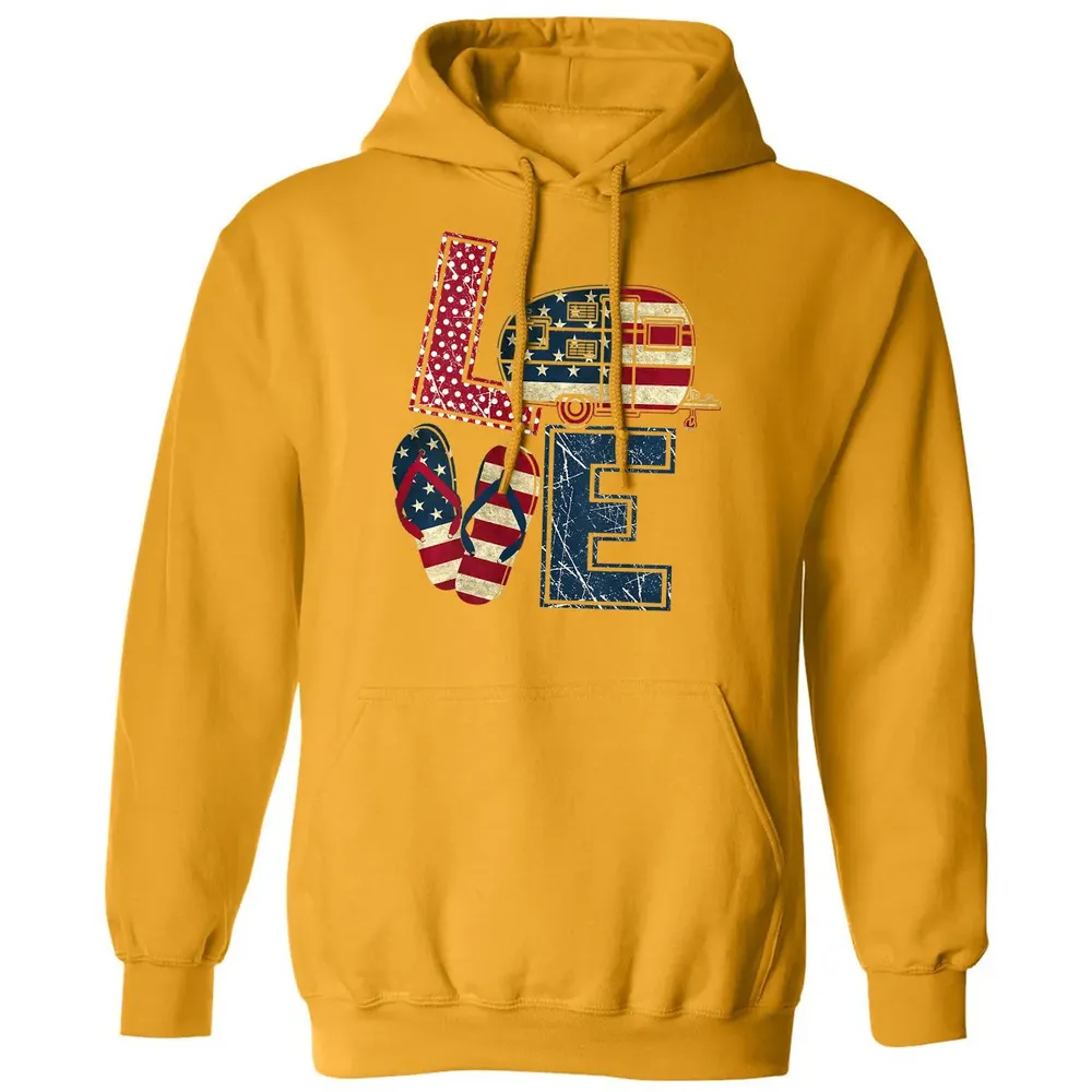 Womens Love Camping And Flip Flops 4th Of July Camper Women Classic Unisex Hoodie - 12