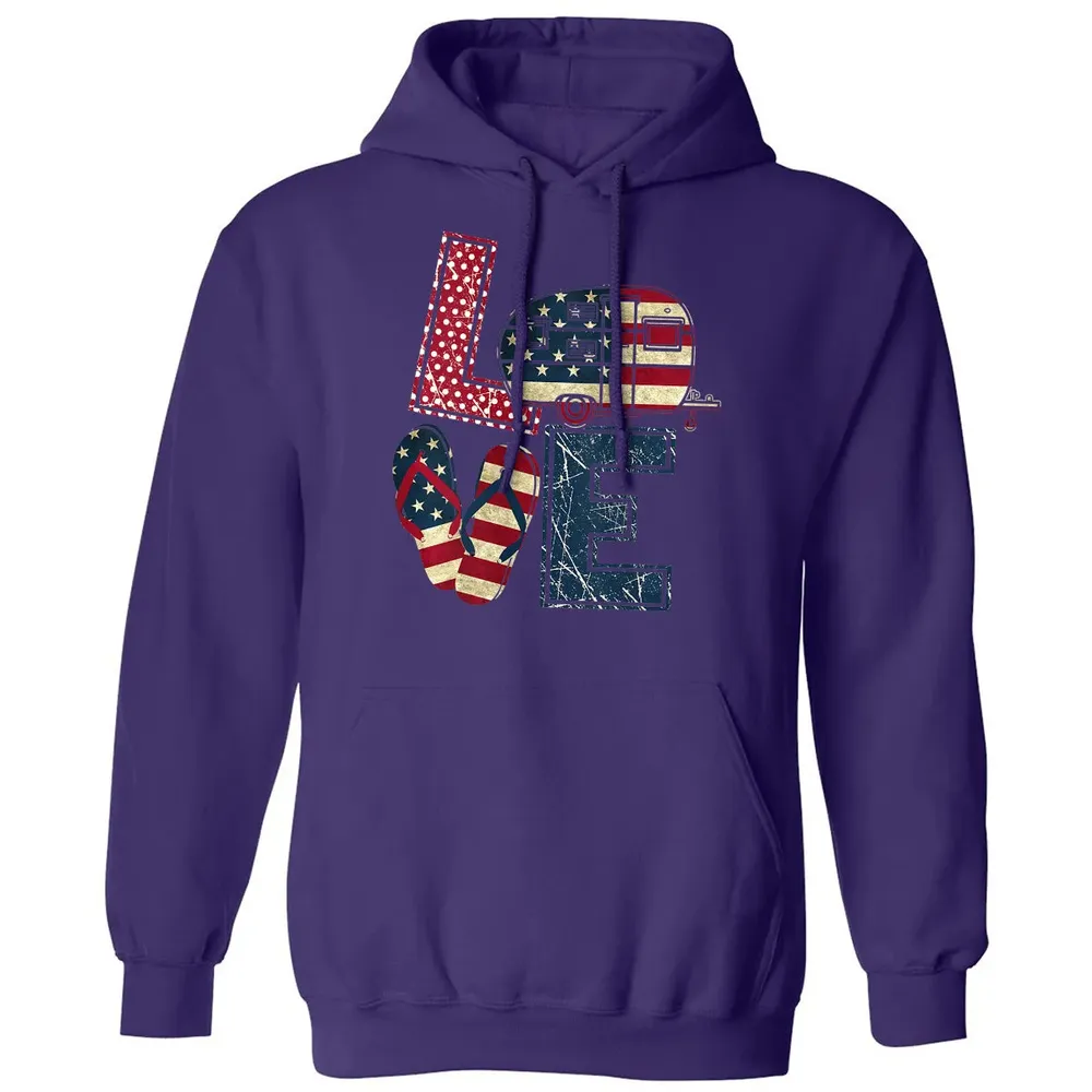 Womens Love Camping And Flip Flops 4th Of July Camper Women Classic Unisex Hoodie - 6