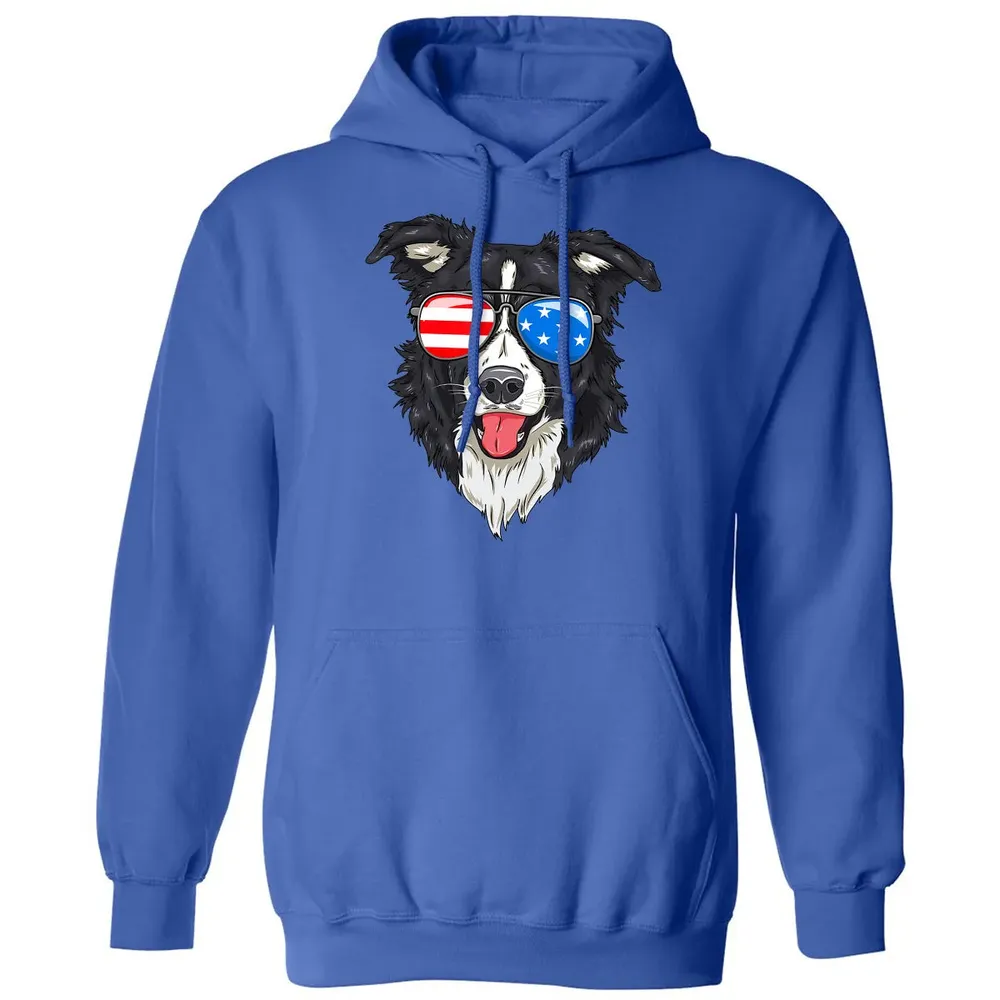 Border Collie Lover Patriotic Dog 4th of July American Gift Classic Unisex Hoodie - 9
