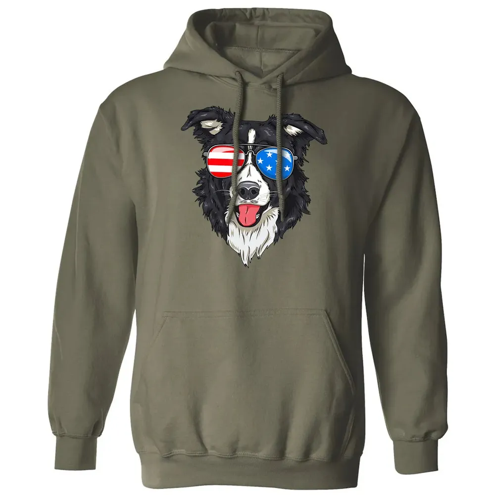 Border Collie Lover Patriotic Dog 4th of July American Gift Classic Unisex Hoodie - 4