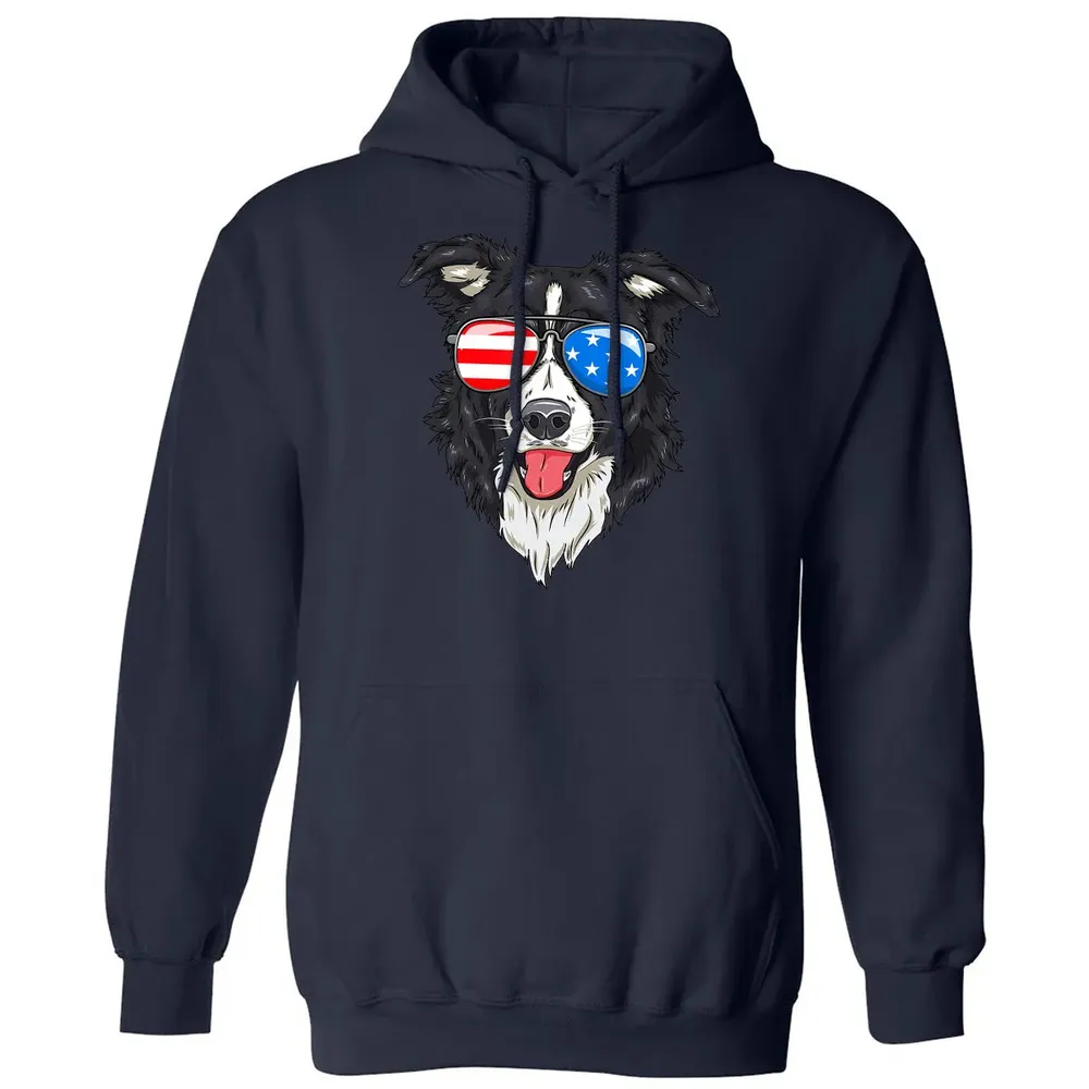 Border Collie Lover Patriotic Dog 4th of July American Gift Classic Unisex Hoodie - 2