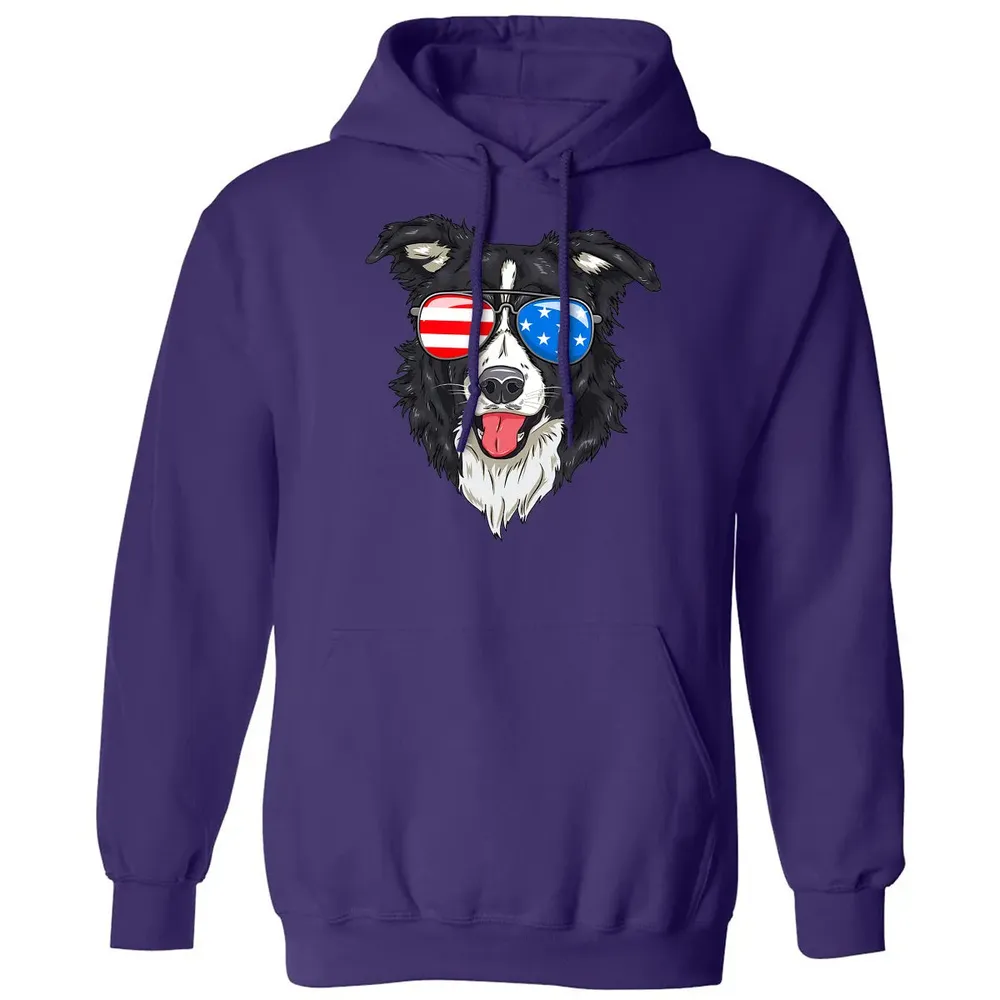 Border Collie Lover Patriotic Dog 4th of July American Gift Classic Unisex Hoodie - 6