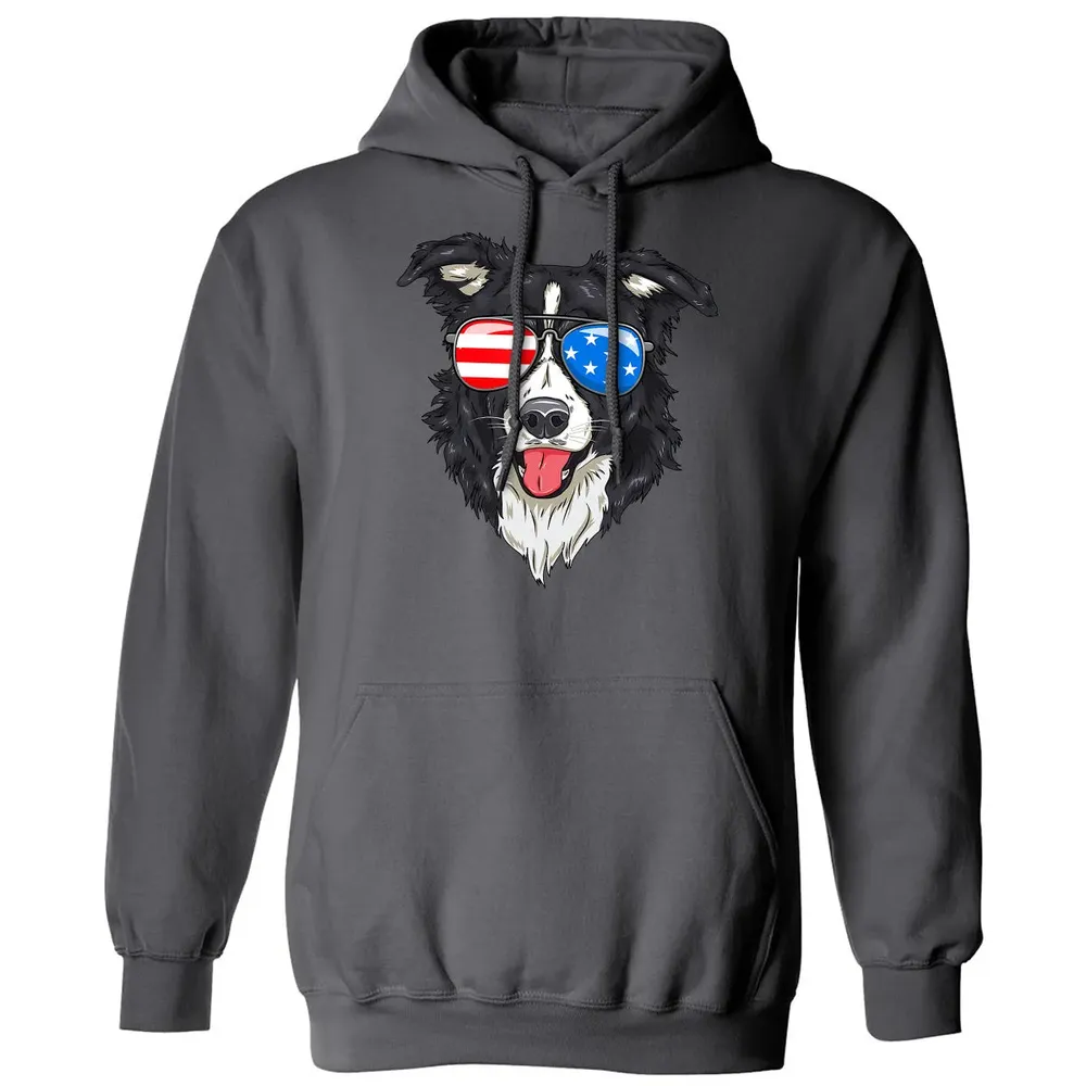 Border Collie Lover Patriotic Dog 4th of July American Gift Classic Unisex Hoodie - 7