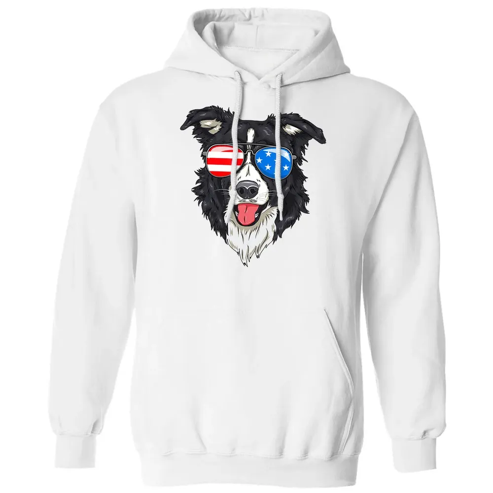 Border Collie Lover Patriotic Dog 4th of July American Gift Classic Unisex Hoodie - 11