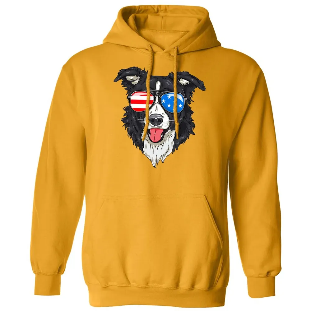 Border Collie Lover Patriotic Dog 4th of July American Gift Classic Unisex Hoodie - 12