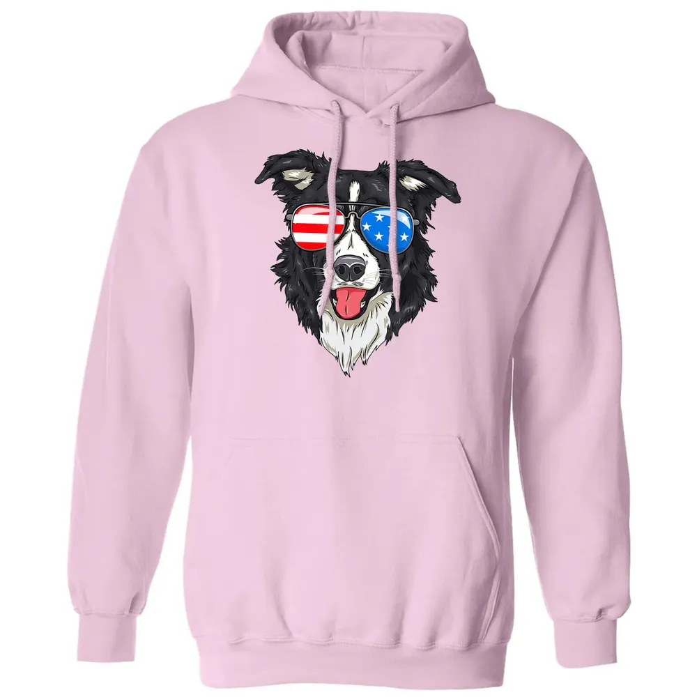 Border Collie Lover Patriotic Dog 4th of July American Gift Classic Unisex Hoodie - 3