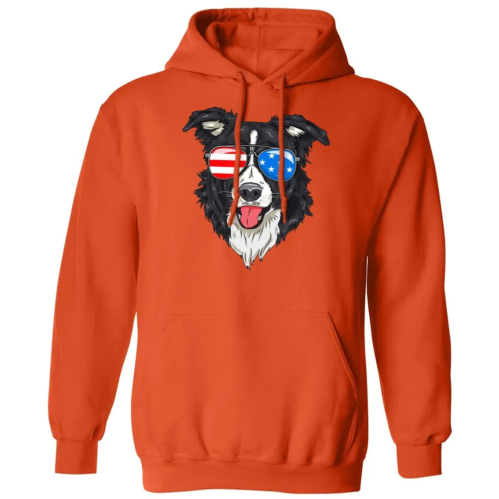 Border Collie Lover Patriotic Dog 4th of July American Gift Classic Unisex Hoodie - 10