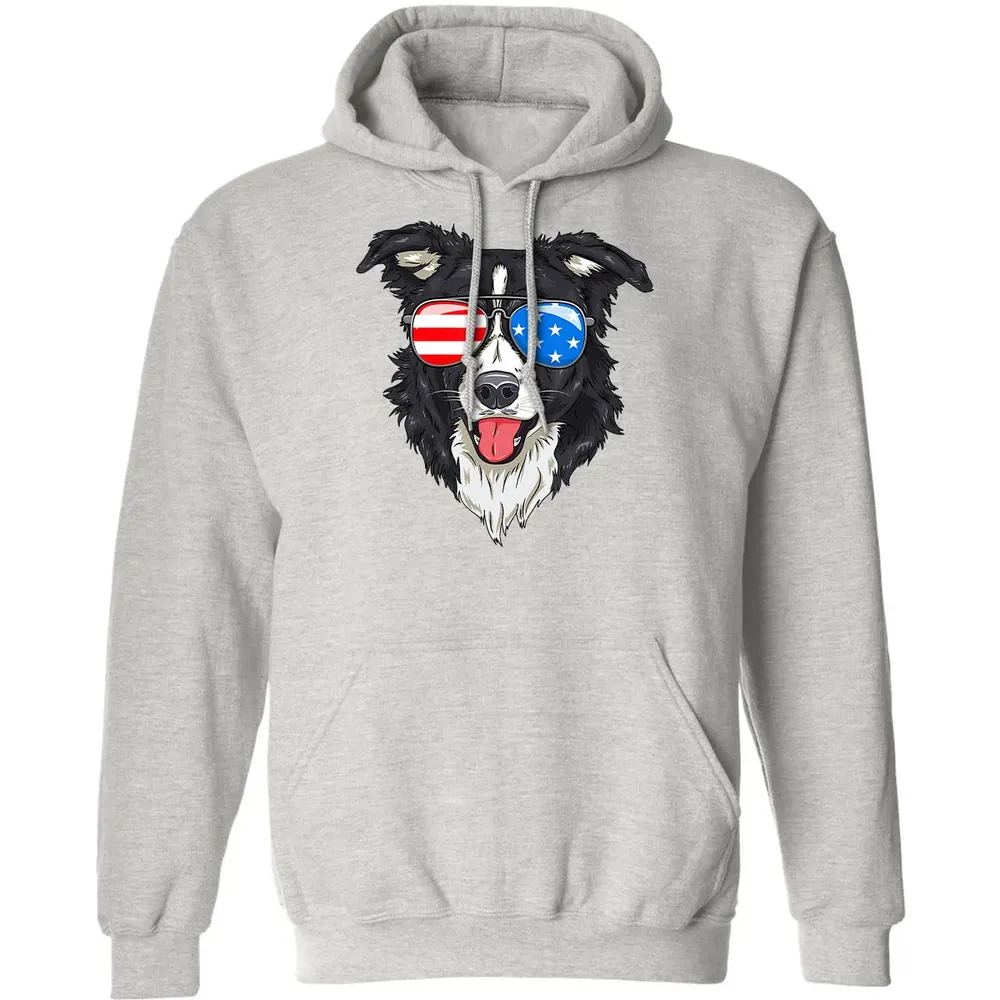 Border Collie Lover Patriotic Dog 4th of July American Gift Classic Unisex Hoodie - 8