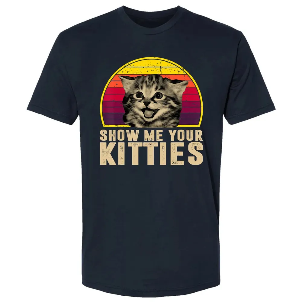 Show Me Your Kitties Funny Kitten Cat Lover Retro Vintage Premium Unisex T-shirt - 2