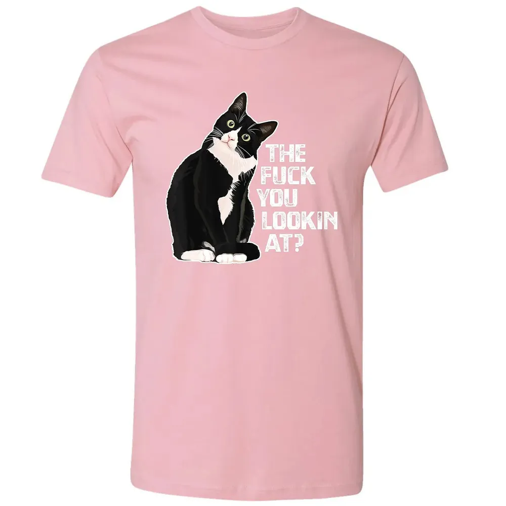 The Fuck You Lookin At Funny Vulgar Novelty for Cat Lovers Premium Unisex T-shirt - 3