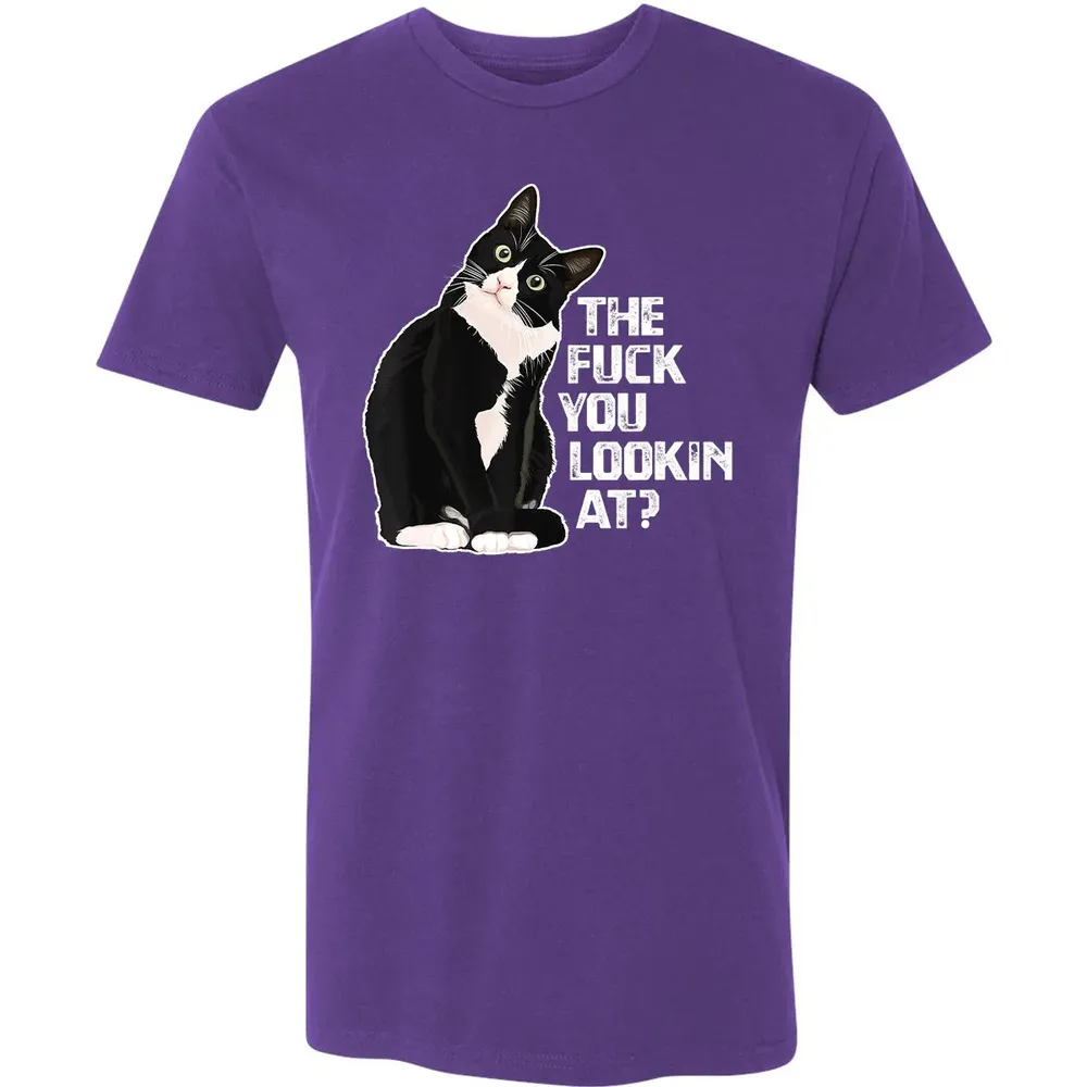 The Fuck You Lookin At Funny Vulgar Novelty for Cat Lovers Premium Unisex T-shirt - 7