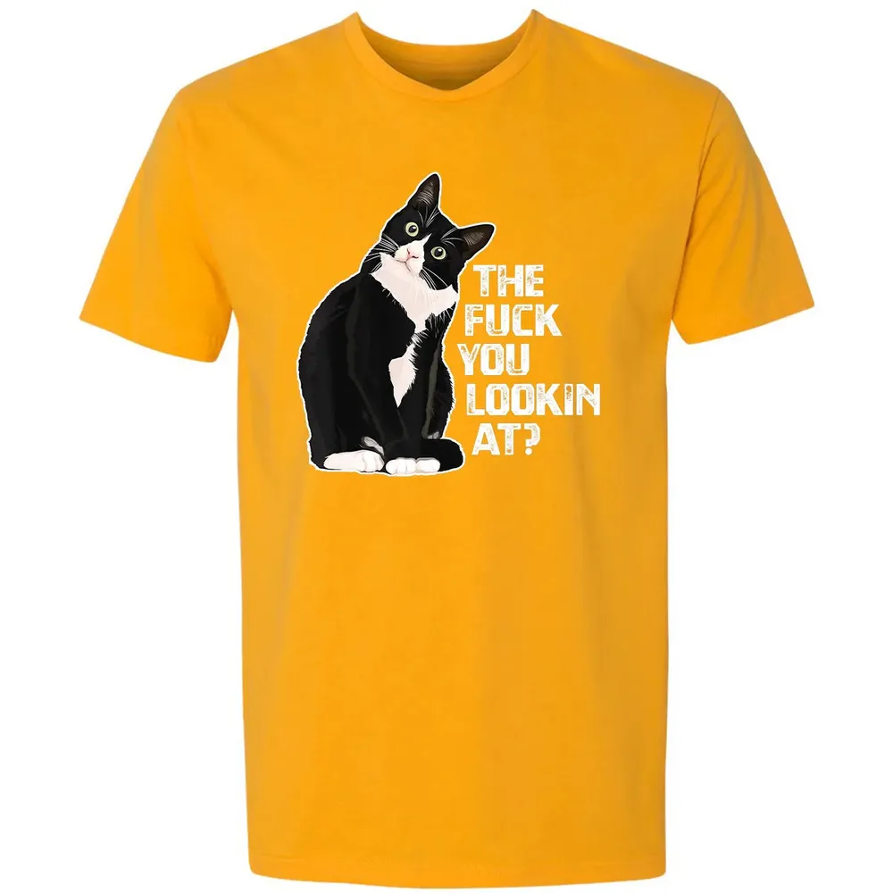 The Fuck You Lookin At Funny Vulgar Novelty for Cat Lovers Premium Unisex T-shirt - 11