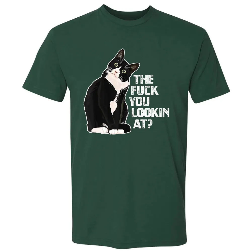 The Fuck You Lookin At Funny Vulgar Novelty for Cat Lovers Premium Unisex T-shirt - 12