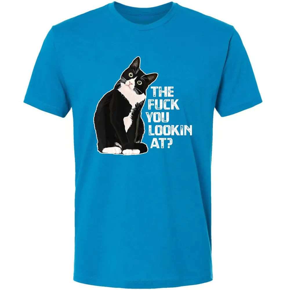 The Fuck You Lookin At Funny Vulgar Novelty for Cat Lovers Premium Unisex T-shirt - 15