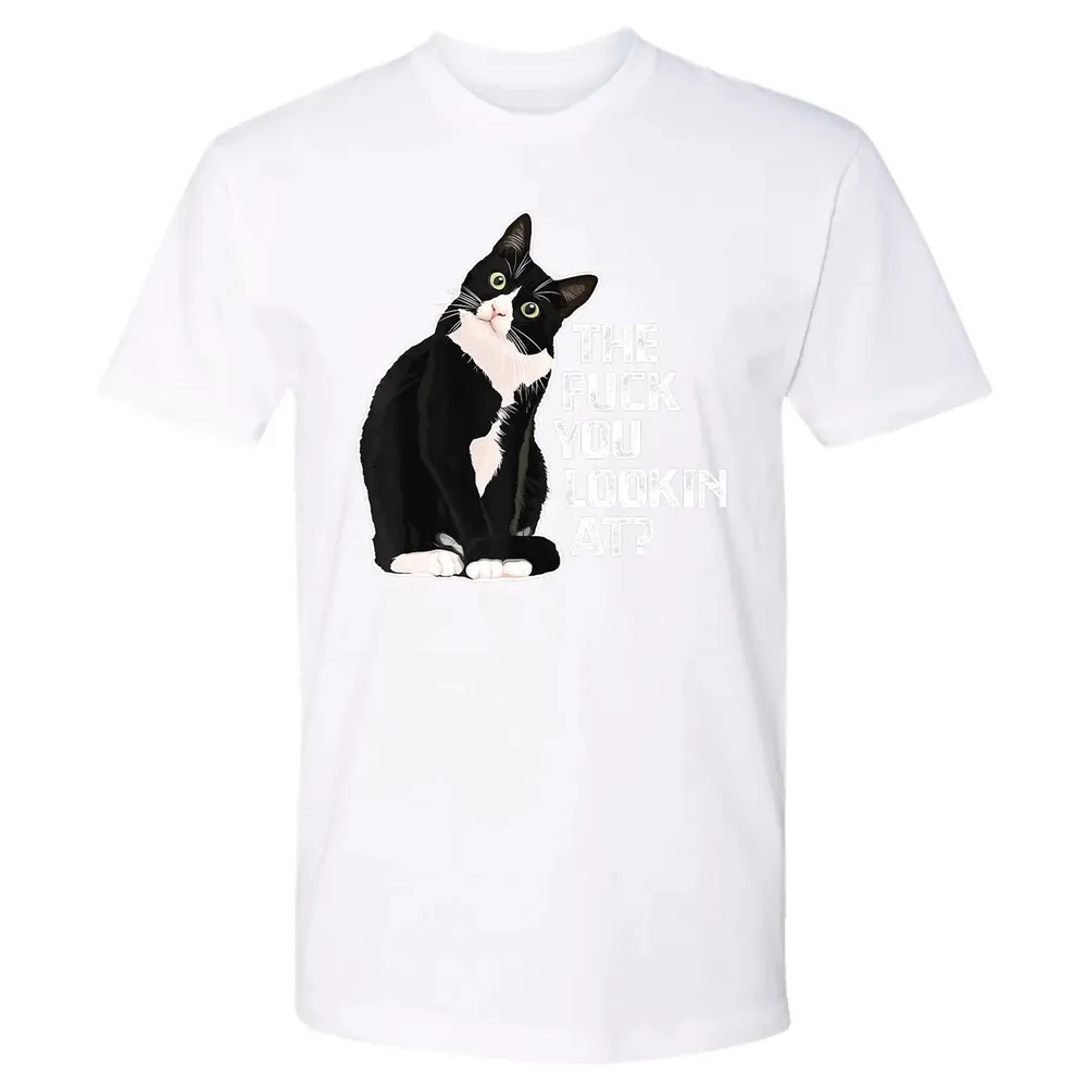 The Fuck You Lookin At Funny Vulgar Novelty for Cat Lovers Premium Unisex T-shirt - 4