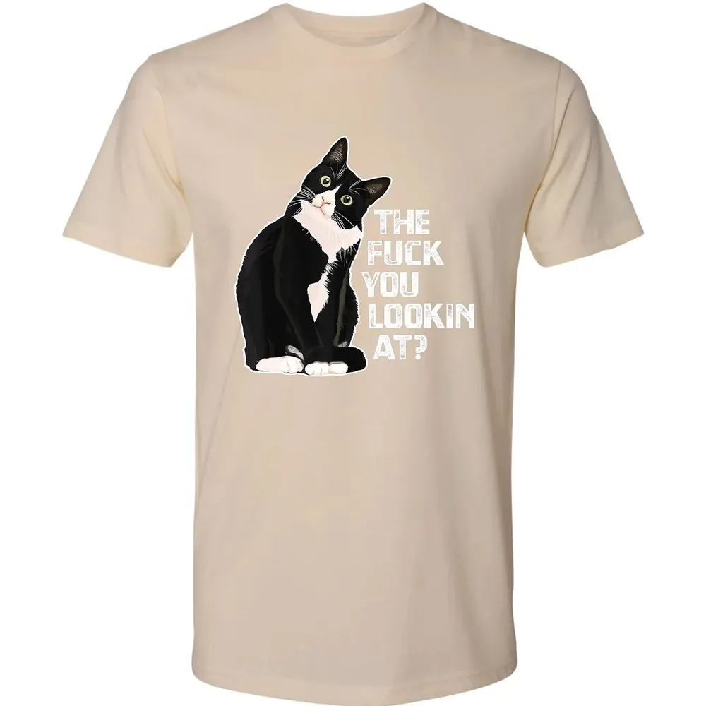 The Fuck You Lookin At Funny Vulgar Novelty for Cat Lovers Premium Unisex T-shirt - 13