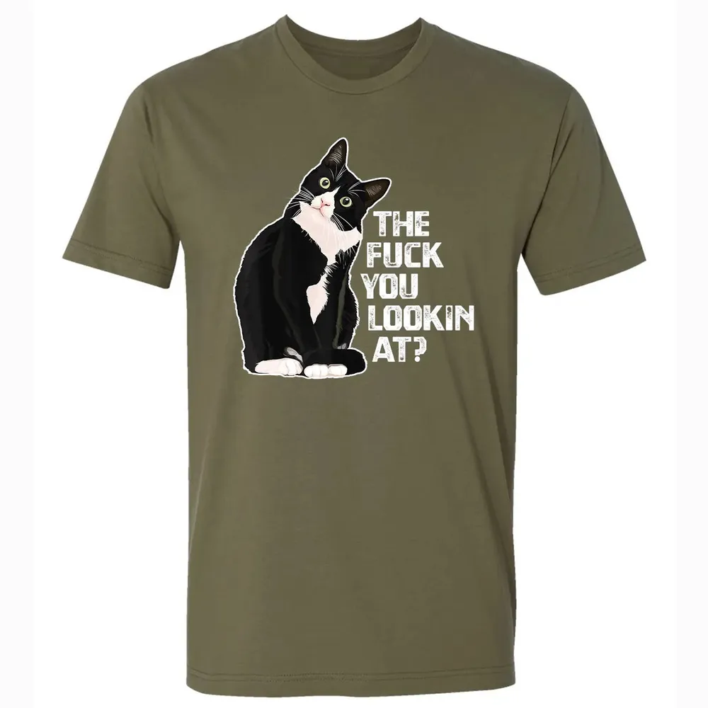 The Fuck You Lookin At Funny Vulgar Novelty for Cat Lovers Premium Unisex T-shirt - 5