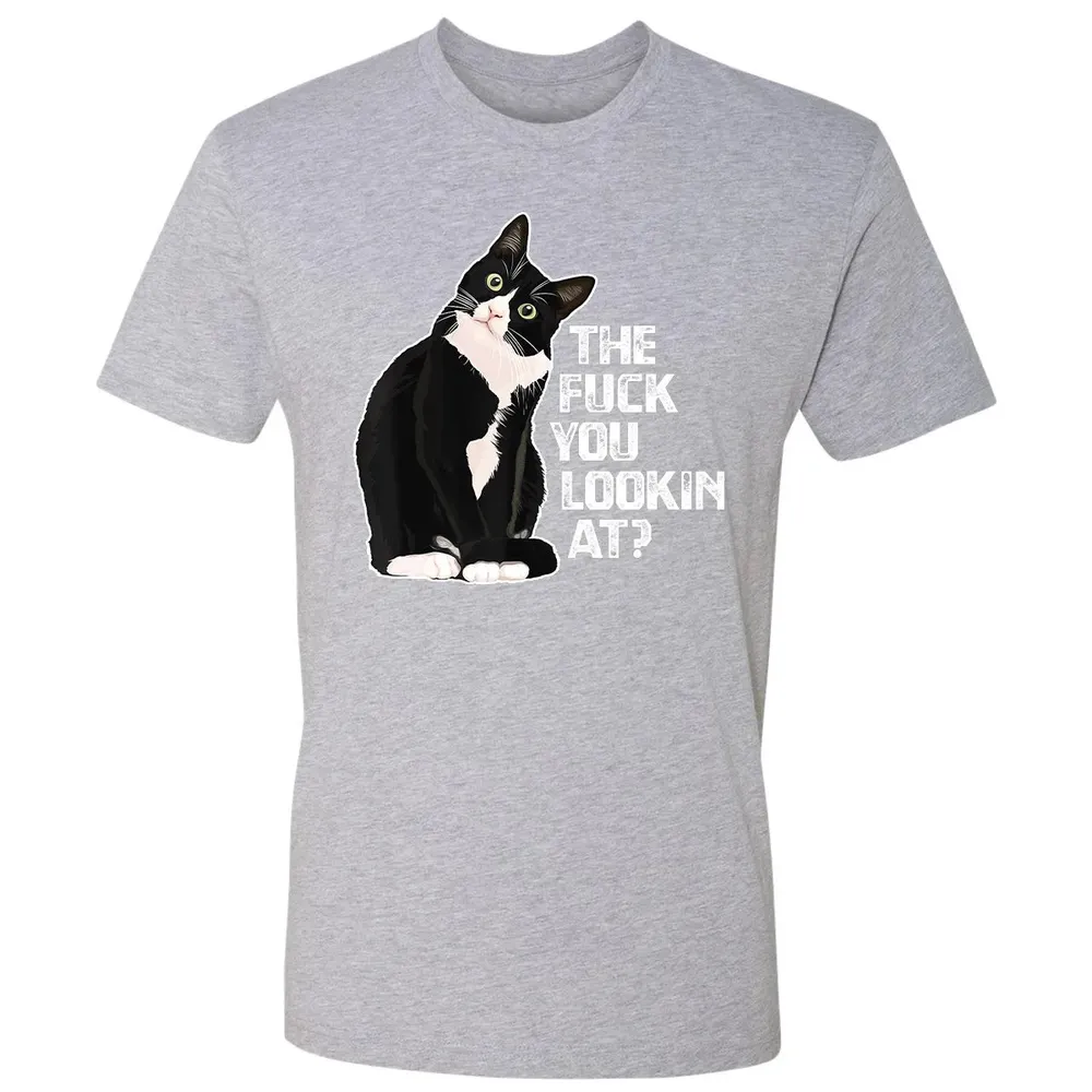 The Fuck You Lookin At Funny Vulgar Novelty for Cat Lovers Premium Unisex T-shirt - 9