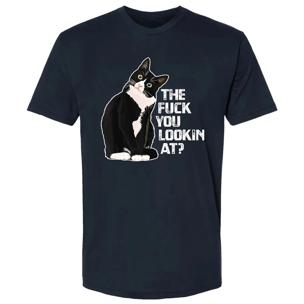 The Fuck You Lookin At Funny Vulgar Novelty for Cat Lovers Premium Unisex T-shirt - 2