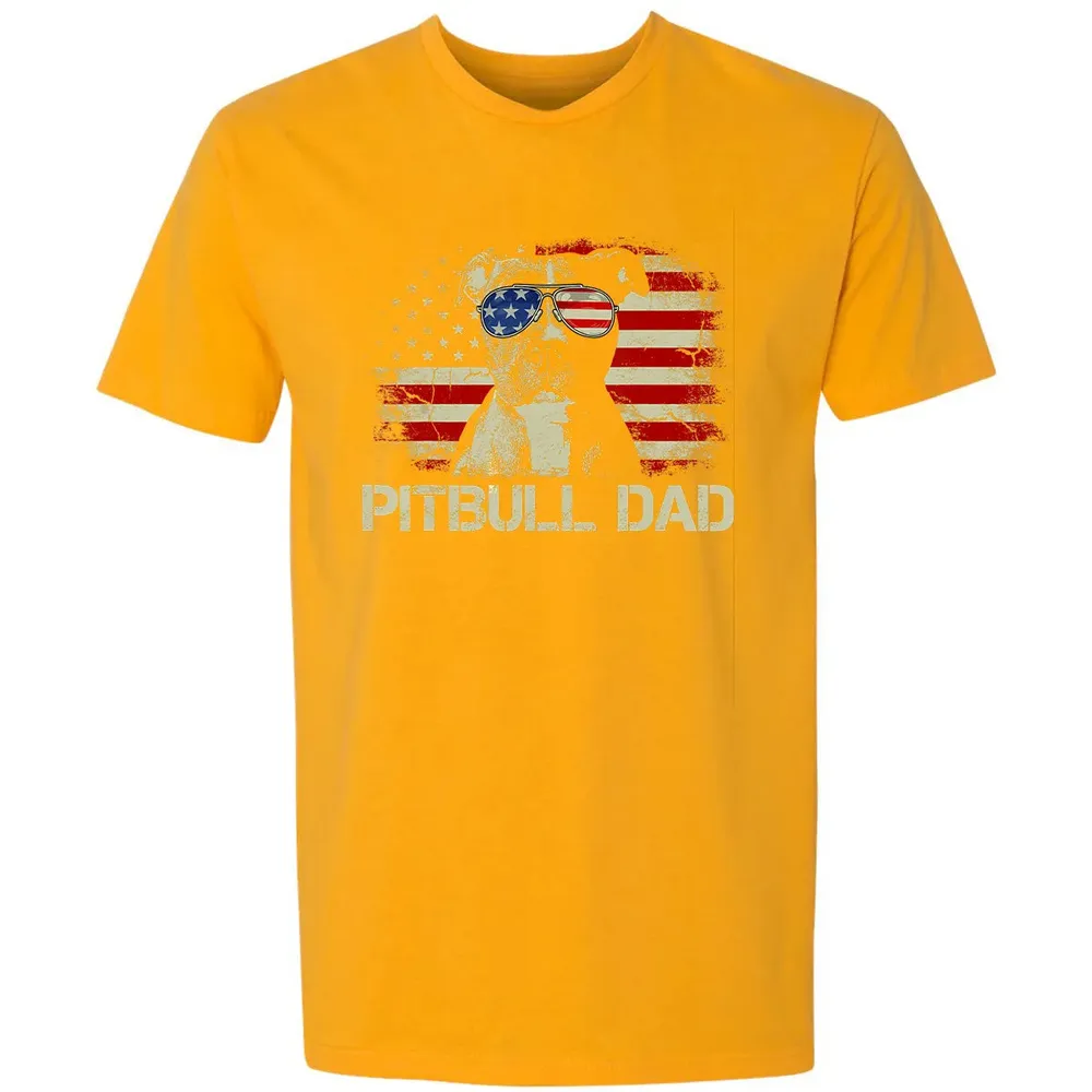 Mens Best Pitbull Dad Ever  American Flag 4th Of July Gift Premium Unisex T-shirt - 11