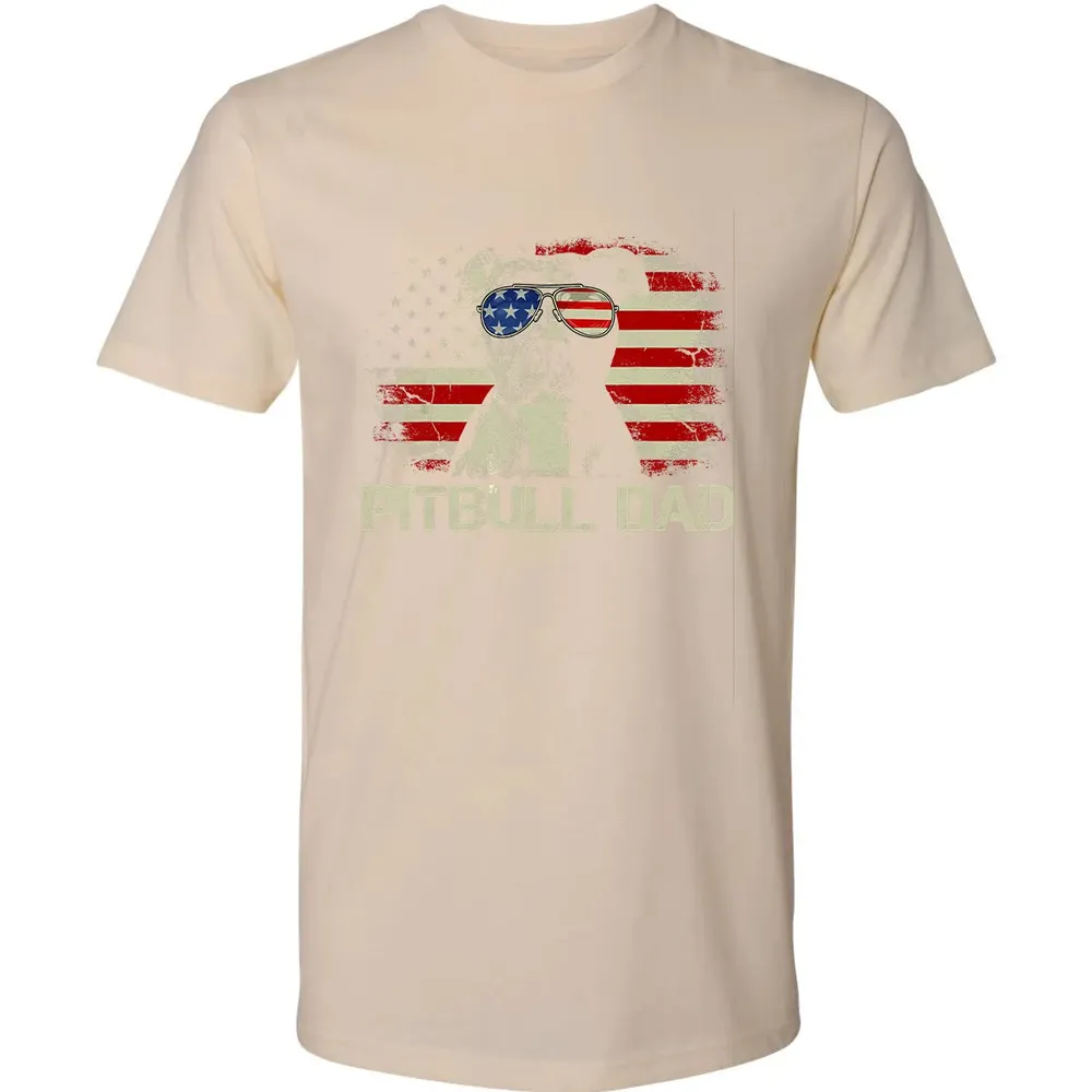 Mens Best Pitbull Dad Ever  American Flag 4th Of July Gift Premium Unisex T-shirt - 13