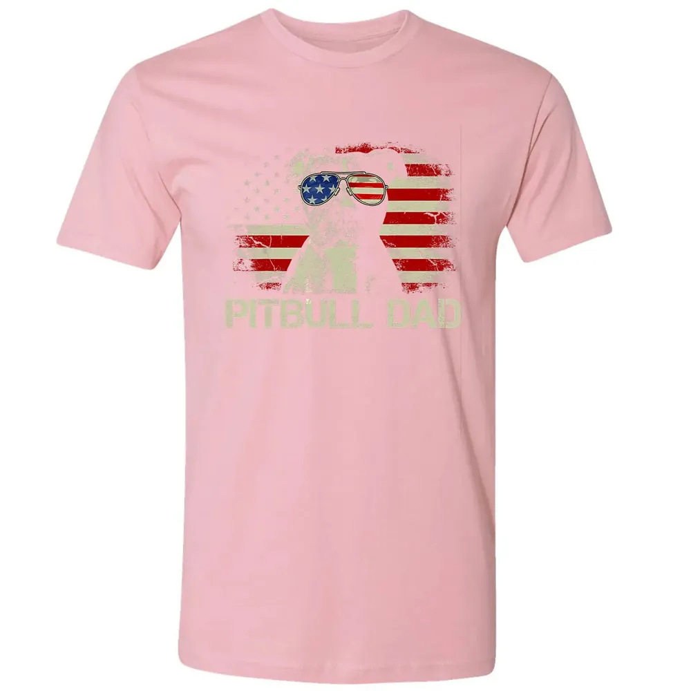Mens Best Pitbull Dad Ever  American Flag 4th Of July Gift Premium Unisex T-shirt - 3
