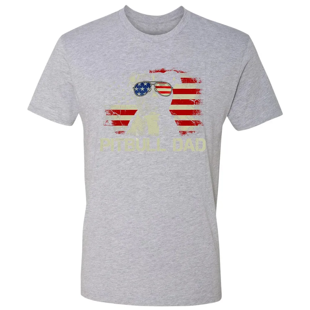 Mens Best Pitbull Dad Ever  American Flag 4th Of July Gift Premium Unisex T-shirt - 9