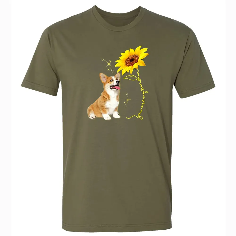 You Are My Sunshine Sunflower Corgi Lover Premium Unisex T-shirt - 5