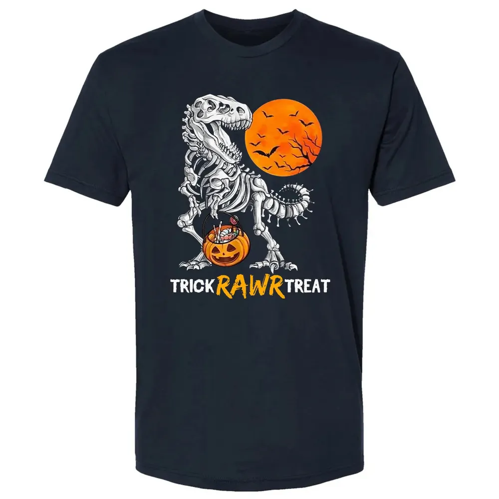 Dinosaur Skeleton Trick Rawr Treat Premium Unisex T-shirt - 2