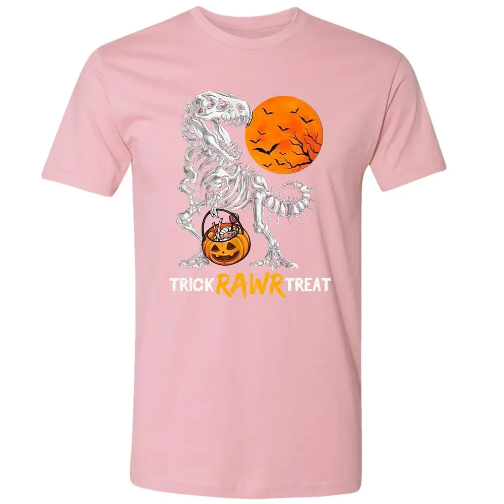 Dinosaur Skeleton Trick Rawr Treat Premium Unisex T-shirt - 3